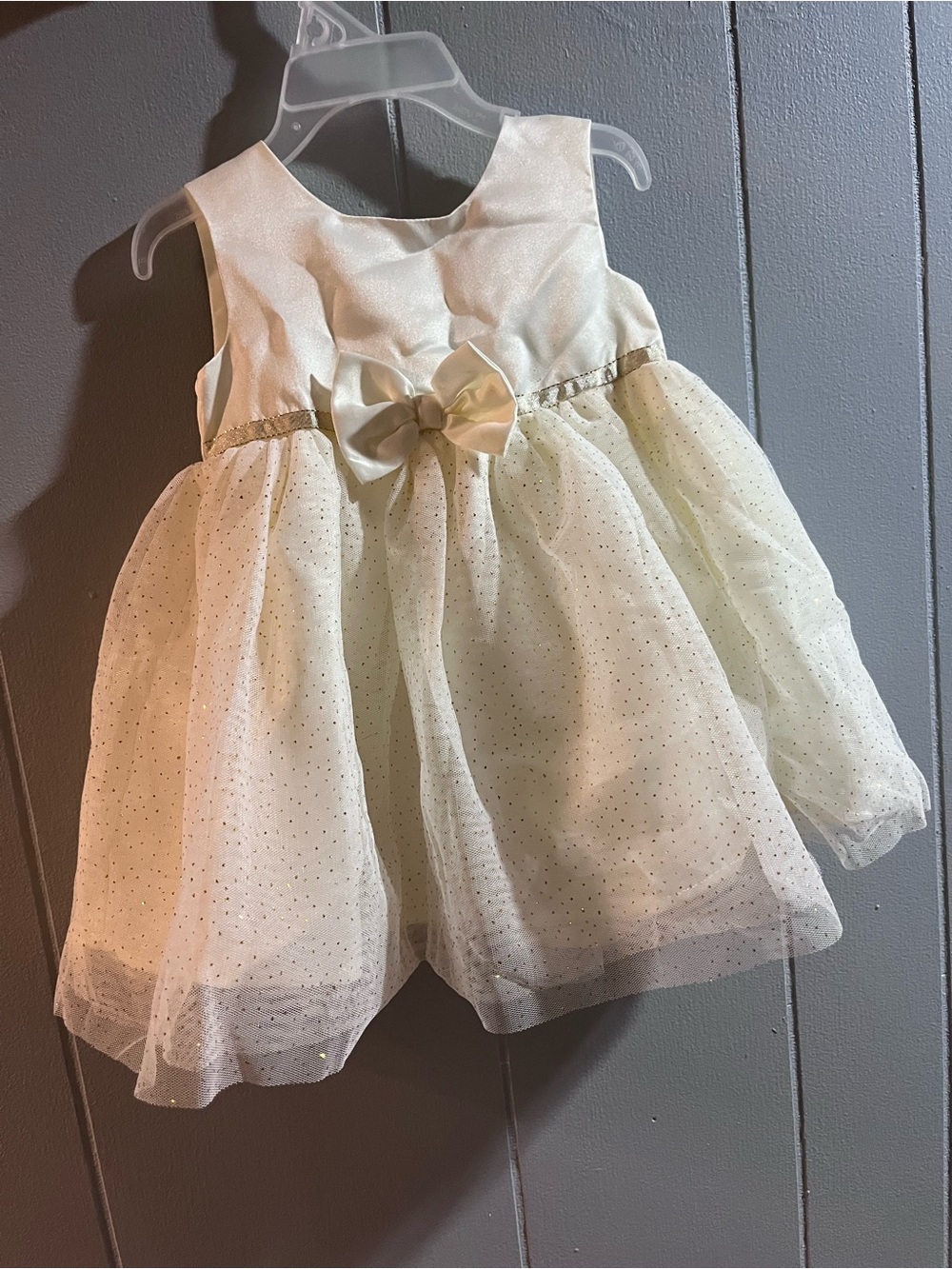 Blueberi Boulevard Cream Tulle Party Dress with Bow